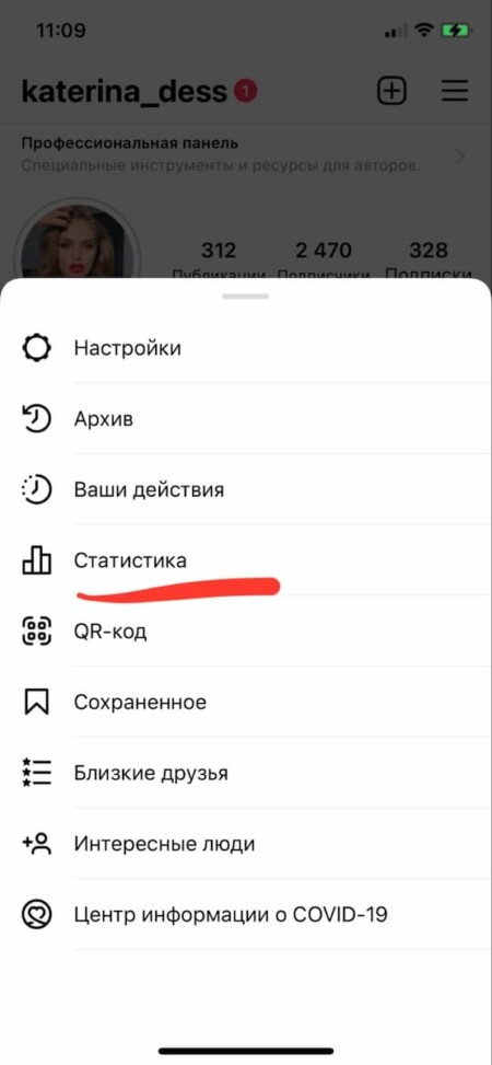 Перейдите в раздел «Статистика»