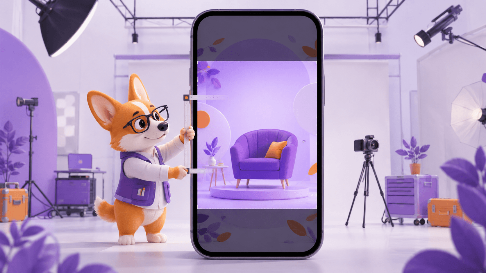 Корги Рой измеряет безопасную область внутри смартфона, показывая, какие части обложки могут обрезаться на мобильном устройстве