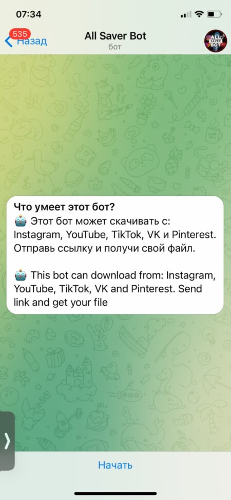Выберите русский язык интерфейса бота