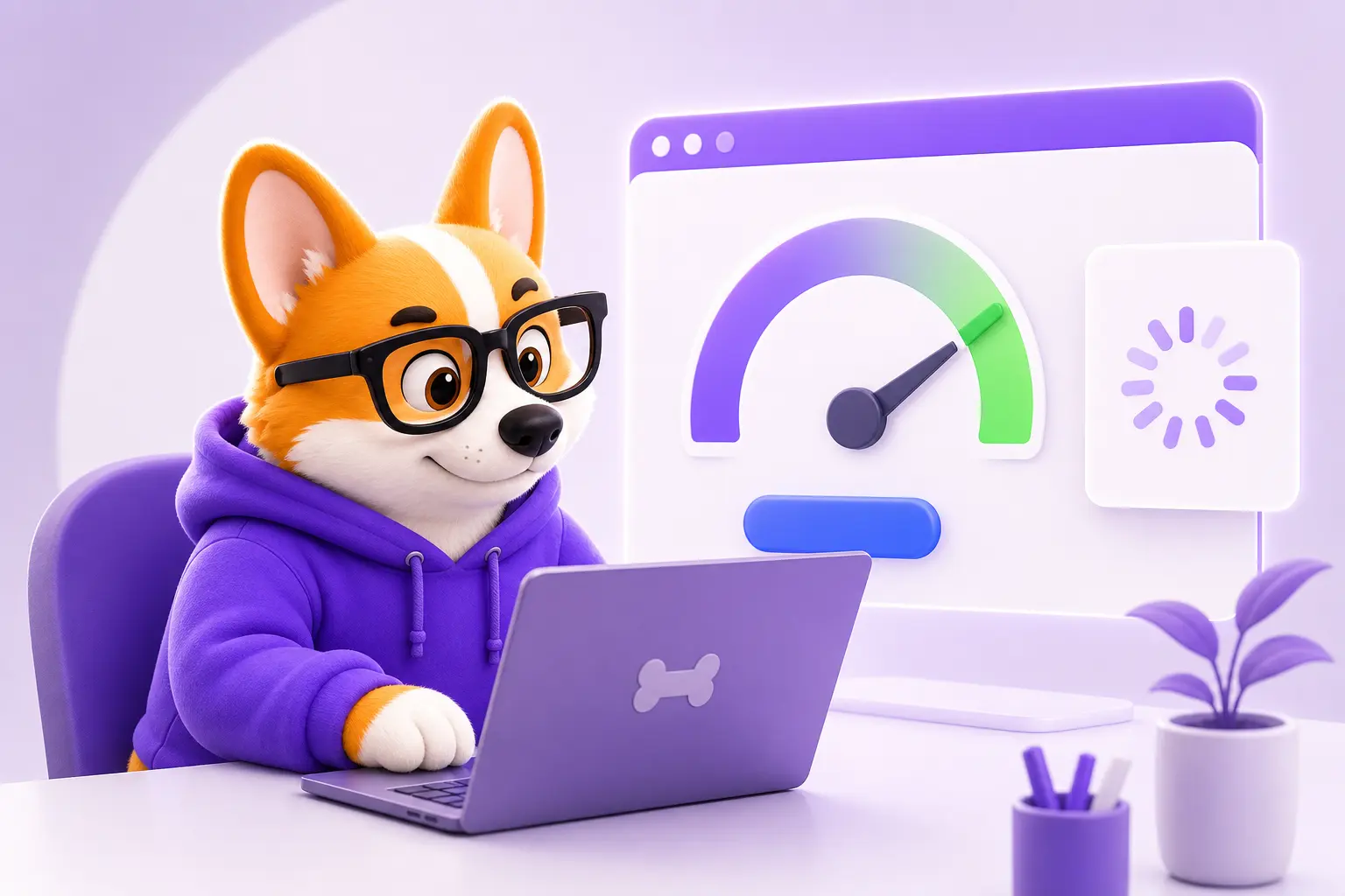 Корги Рой запускает проверку скорости сайта в PageSpeed Insights