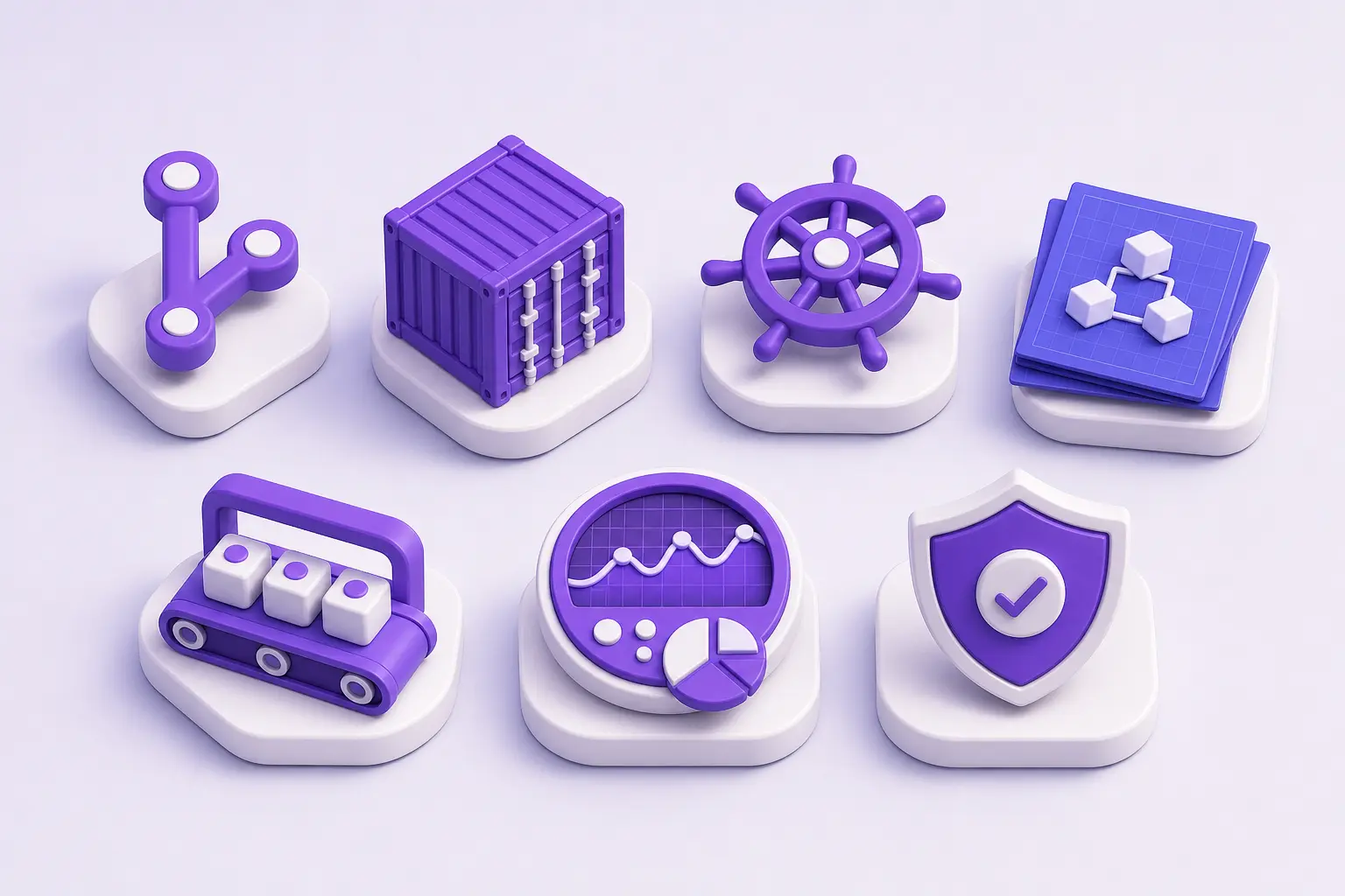 Изометрическая раскладка инструментов DevOps-стека: контейнеры, оркестратор, мониторинг, безопасность