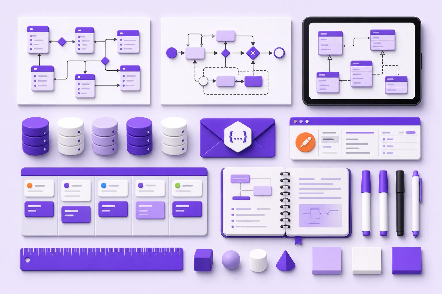 Раскладка инструментов системного аналитика — схемы, базы данных, API