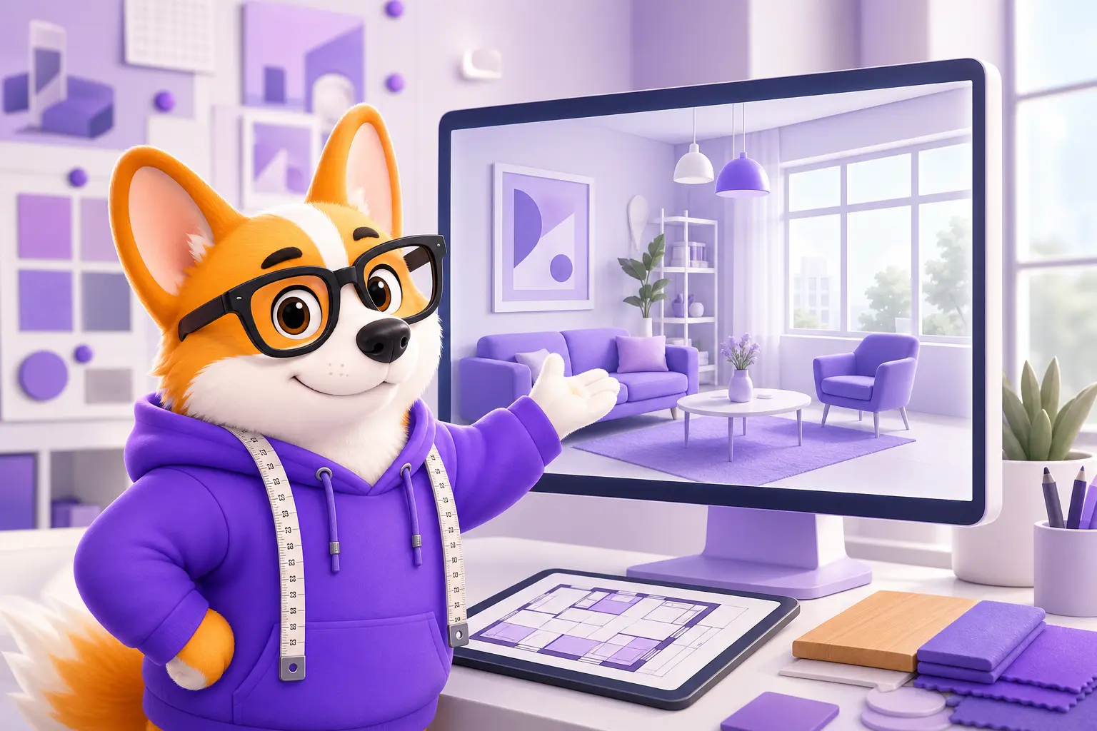 Корги Рой презентует 3D-проект интерьера в светлой студии Корги Рой презентует 3D-проект интерьера в светлой студии