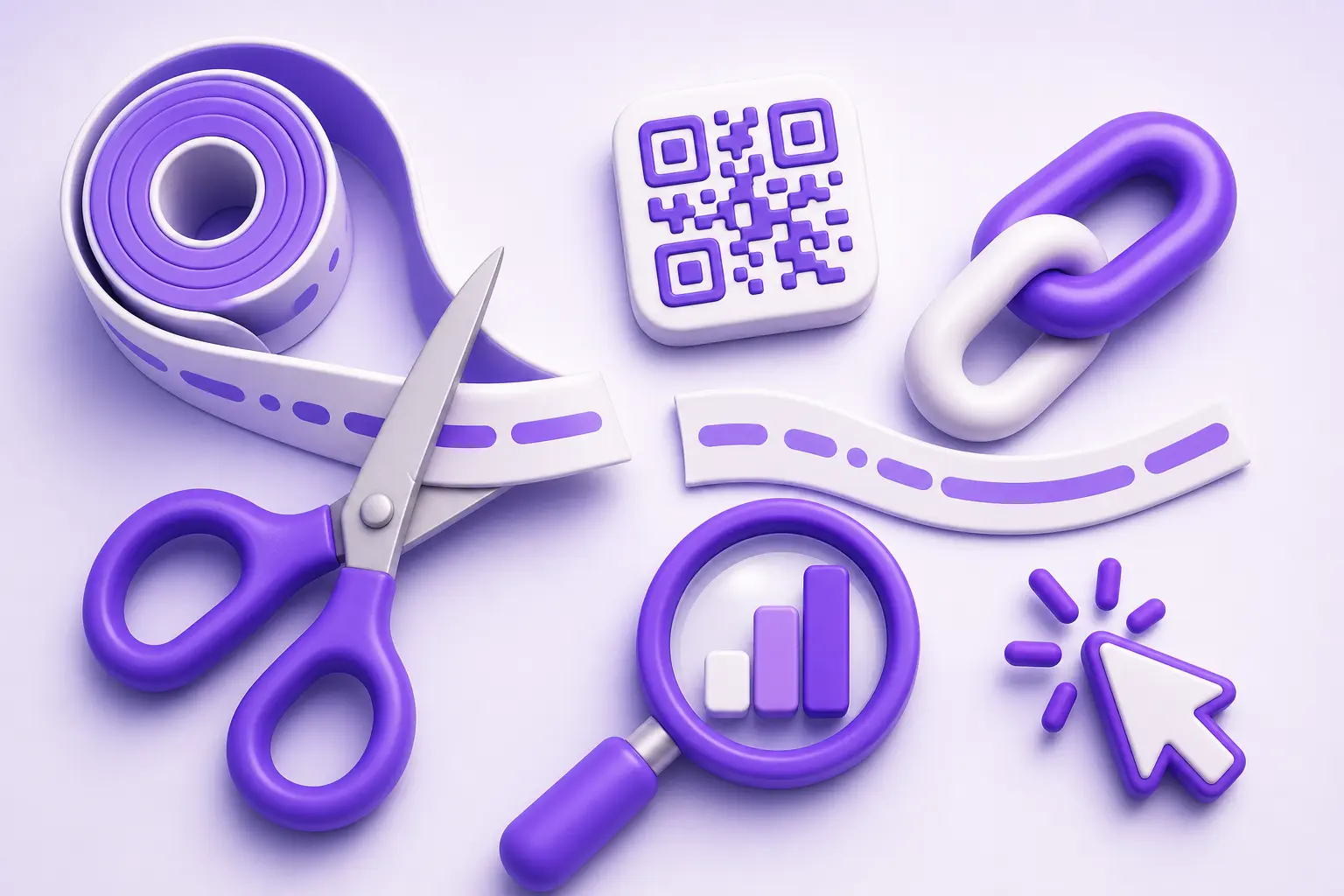 Набор инструментов для сокращения ссылок: ножницы, QR-код, звено цепи