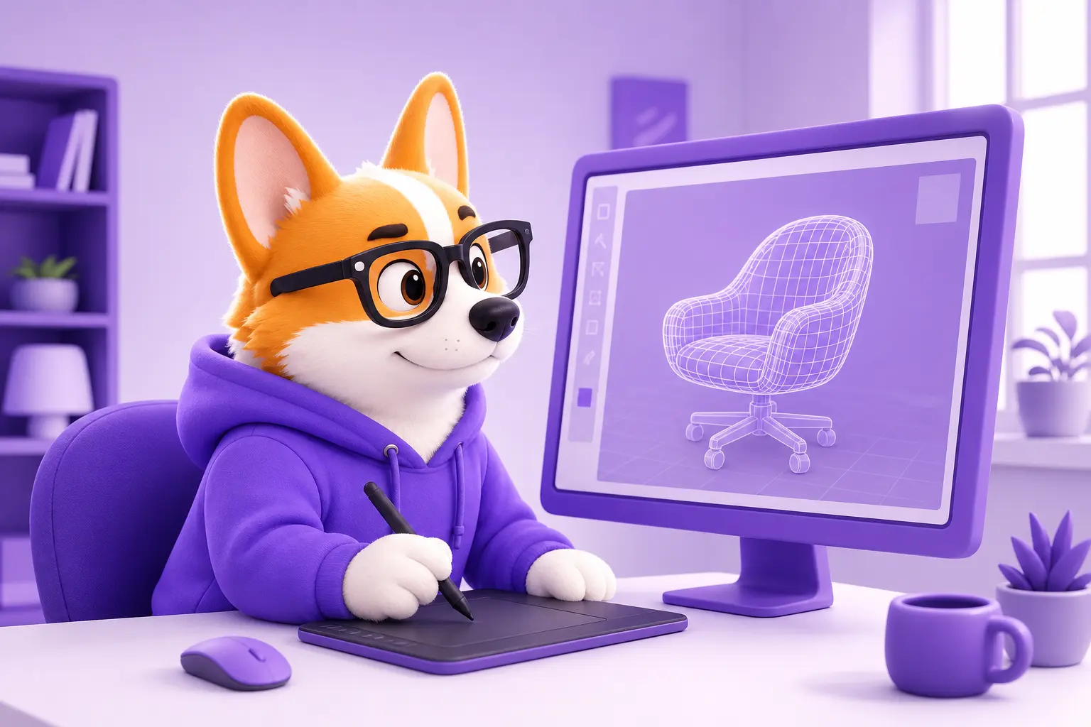 3D-дизайнер за работой над трёхмерной сценой
