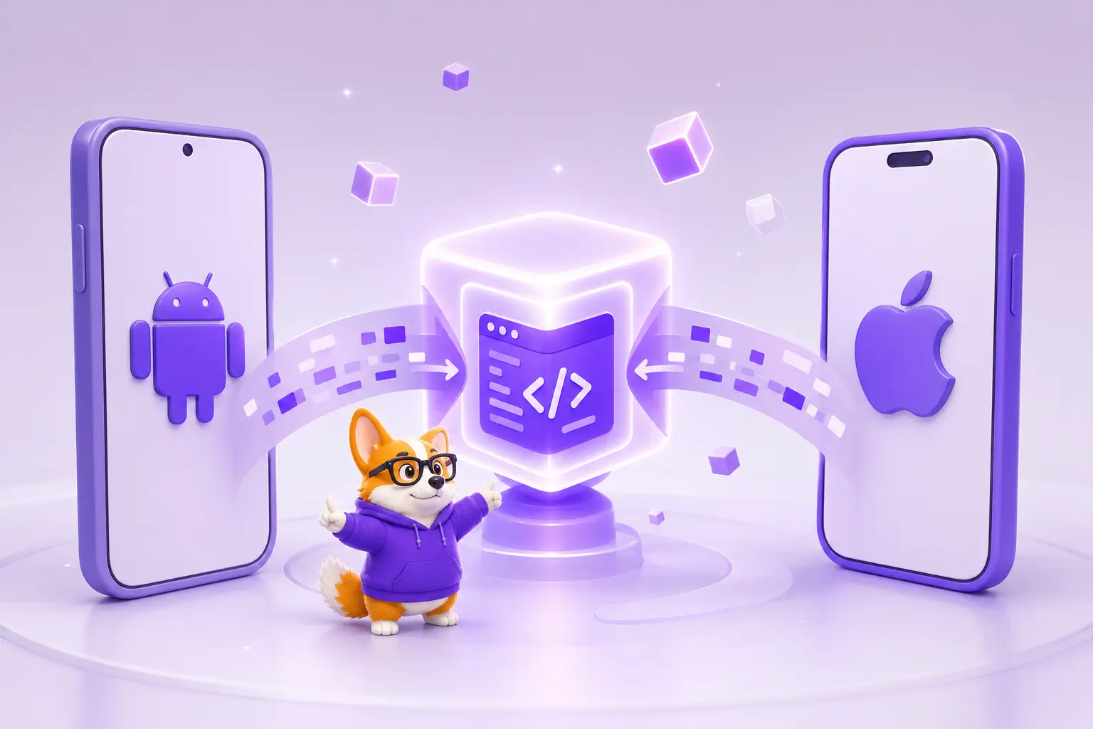 Единая кодовая база Flutter собирается сразу под Android и iOS Единая кодовая база Flutter собирается сразу под Android и iOS