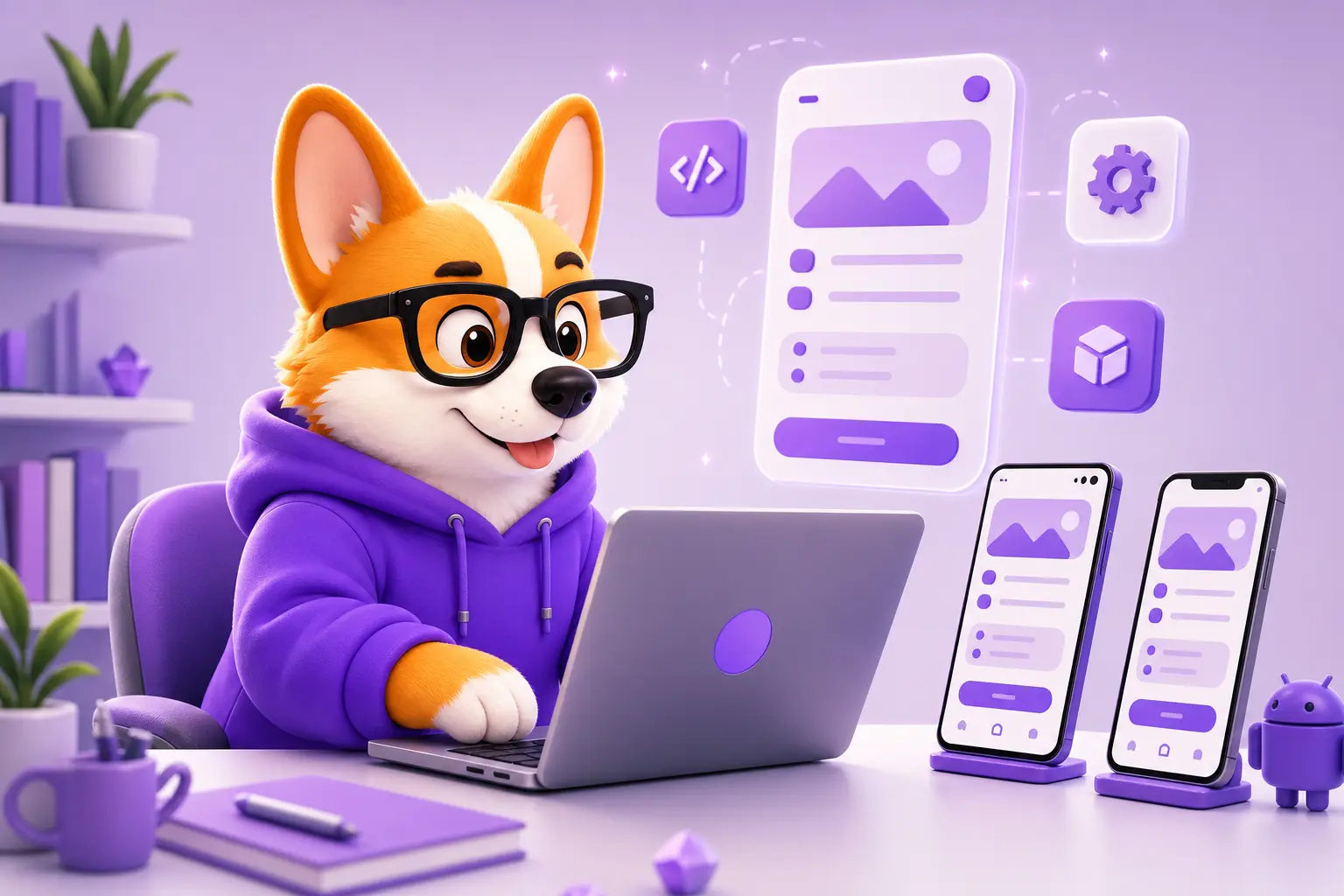 Рой-Flutter-разработчик за ноутбуком, одно приложение открыто сразу на двух телефонах Рой-Flutter-разработчик за ноутбуком, одно приложение открыто сразу на двух телефонах
