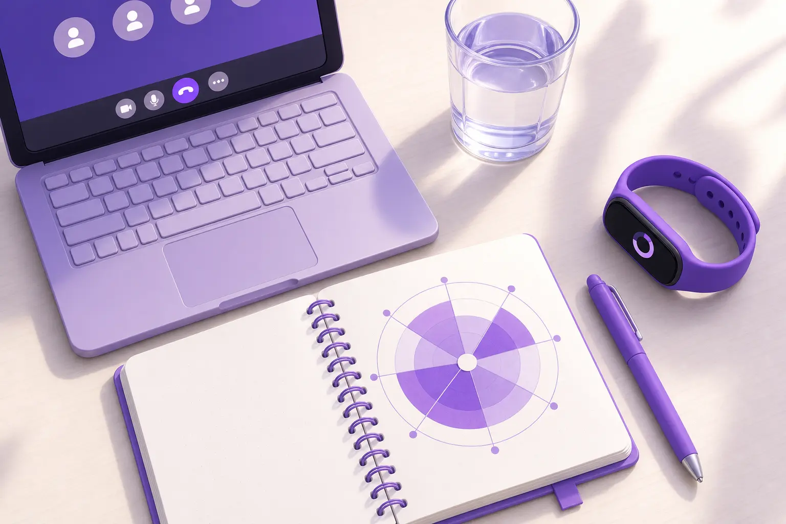 Рабочий стол health-коуча с инструментами для сессий Рабочий стол health-коуча с инструментами для сессий