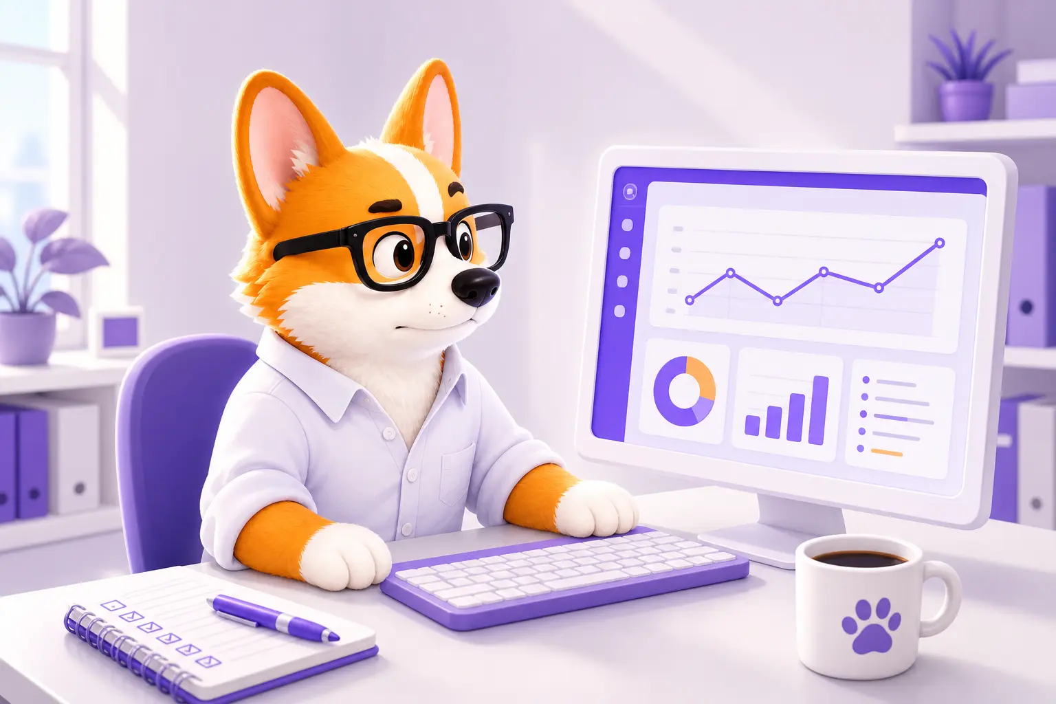 Рой в роли SEO-специалиста работает за компьютером с аналитикой сайта