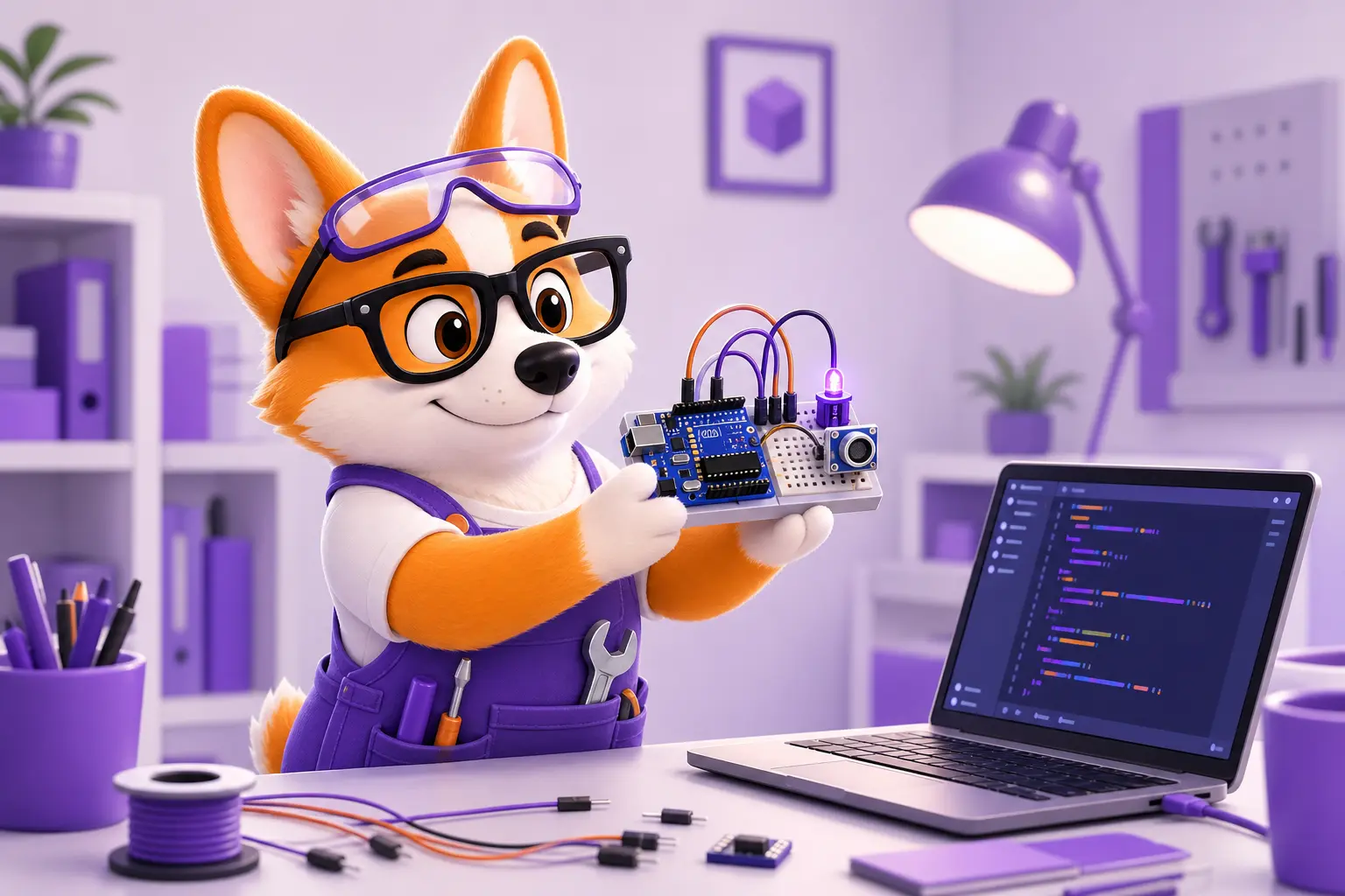 Рой с гордостью показывает собранный прототип IoT-устройства