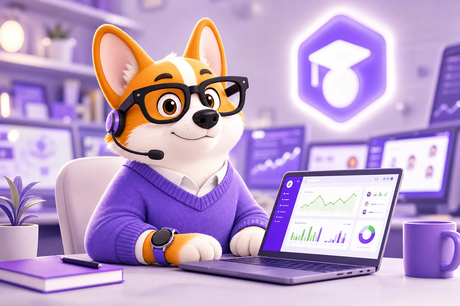 Рой в роли специалиста EdTech-индустрии на фоне дашборда онлайн-курса Рой в роли специалиста EdTech-индустрии на фоне дашборда онлайн-курса