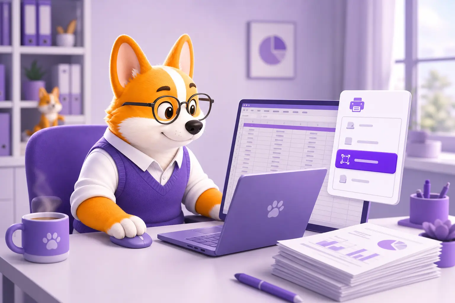 Рой печатает таблицу Excel через меню печати на ноутбуке