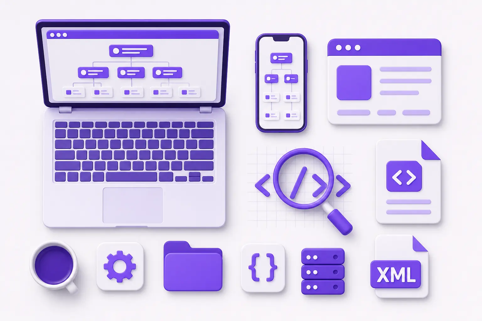 Раскладка способов открыть XML-файл — ноутбук, смартфон, браузер и лупа