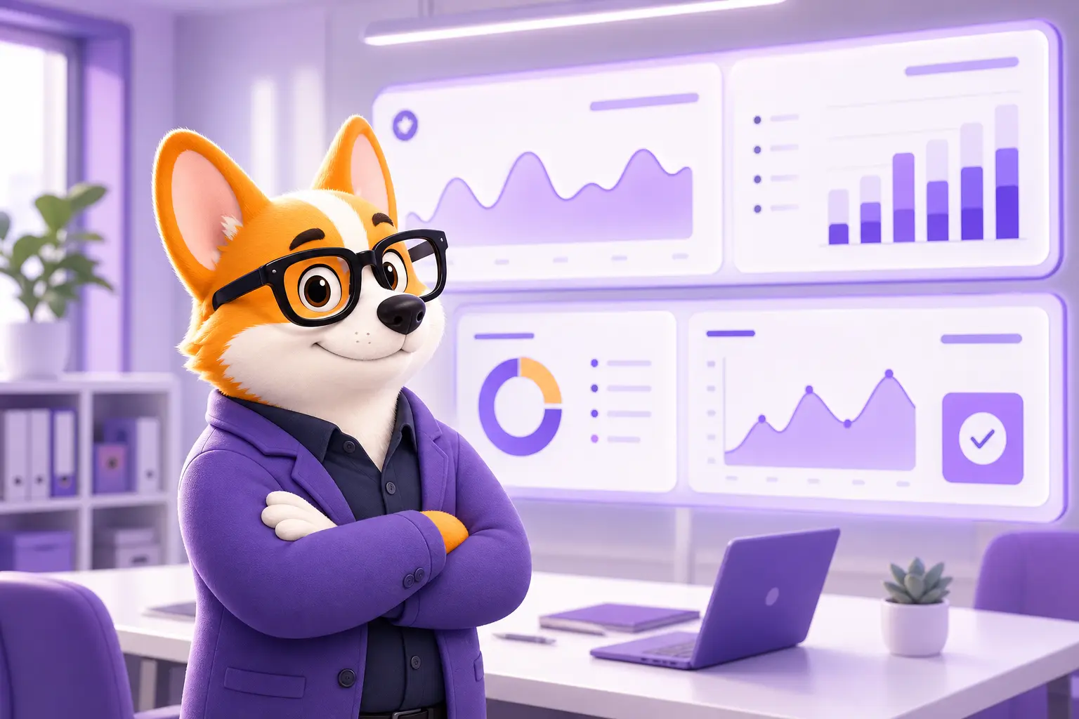 Руководитель IT в офисе на фоне рабочих мониторов Руководитель IT в офисе на фоне рабочих мониторов