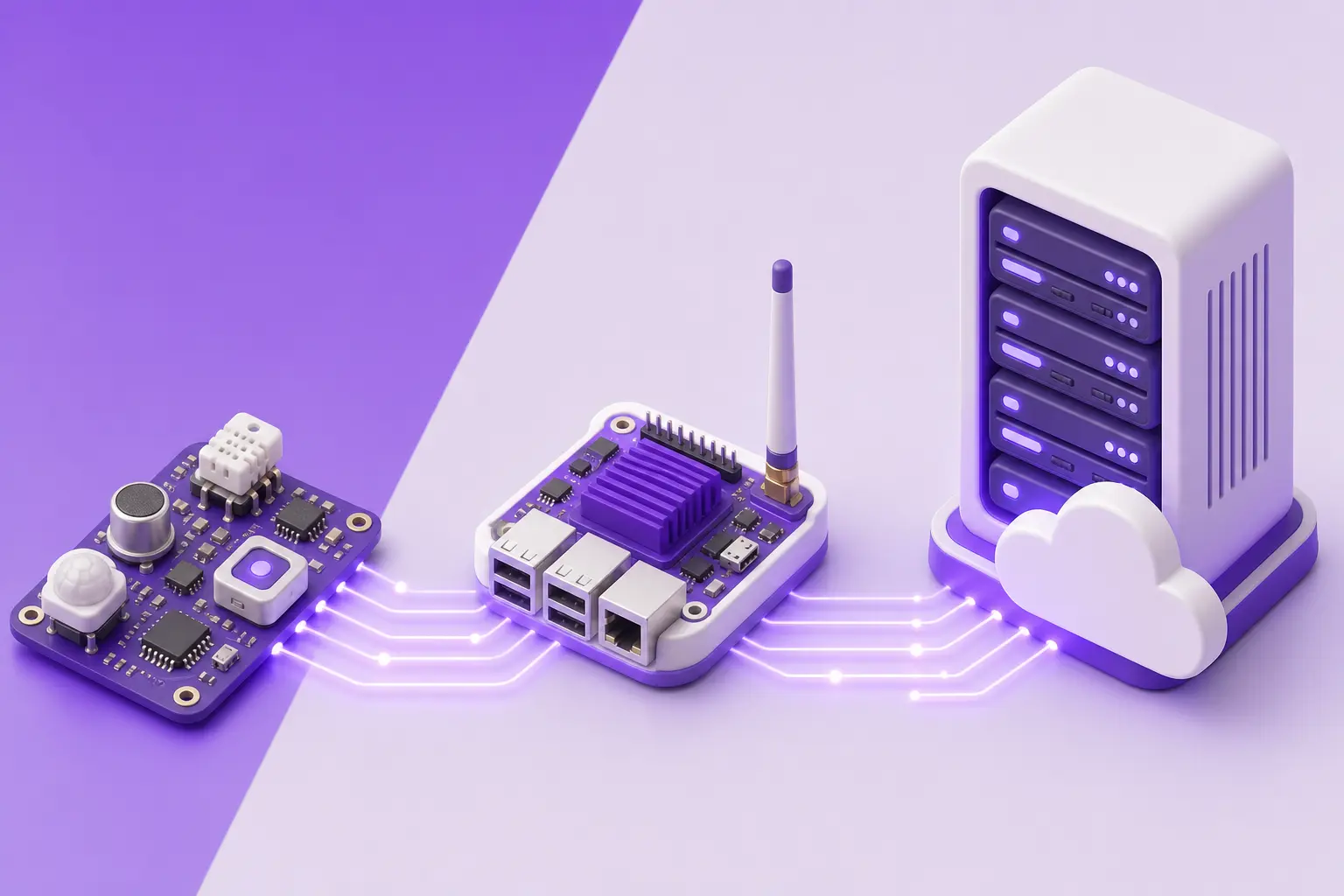 Три слоя IoT-системы: плата, шлюз и сервер Три слоя IoT-системы: плата, шлюз и сервер