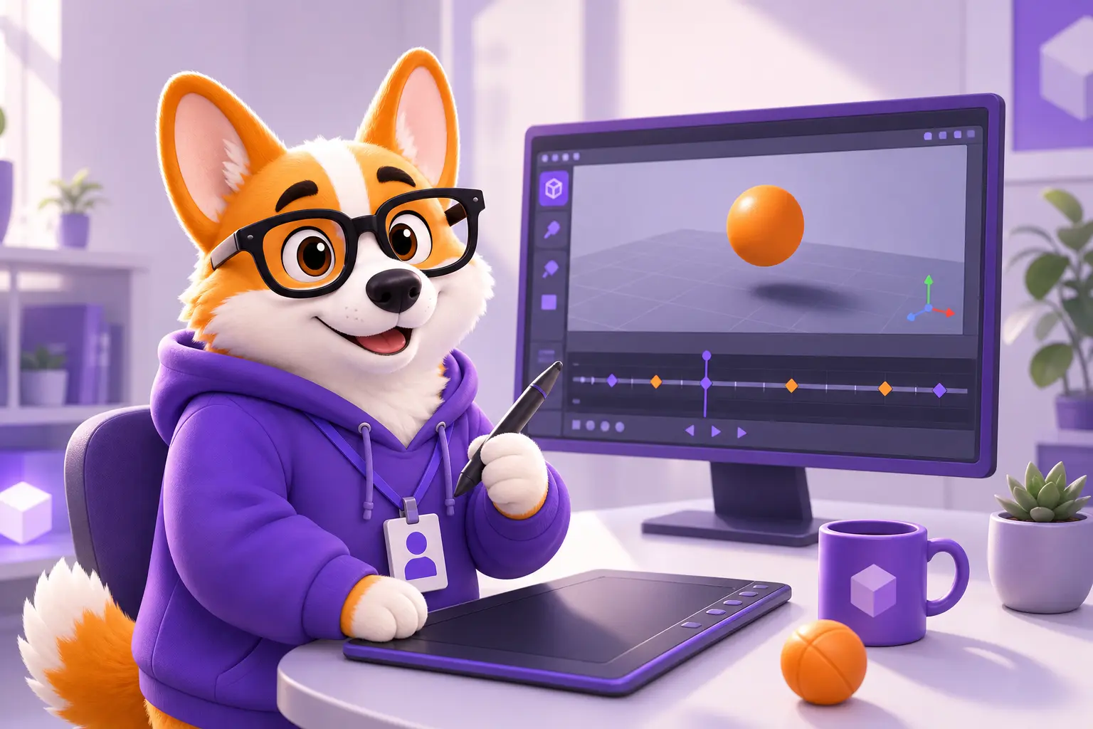 Рой за ноутбуком ставит первый ключевой кадр в Blender Рой за ноутбуком ставит первый ключевой кадр в Blender