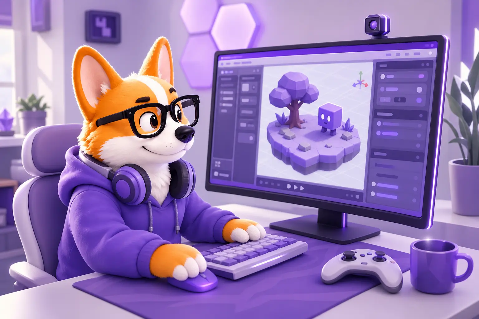Рой собирает 3D-сцену игры в редакторе движка