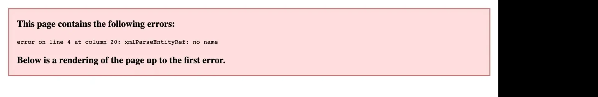 Ошибка разбора XML в Chrome: строка 4, столбец 20