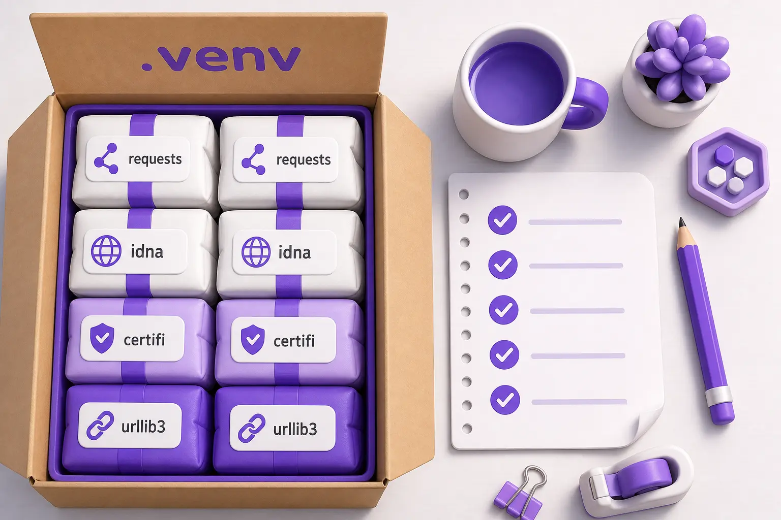 Папка .venv и файл requirements.txt на рабочем столе