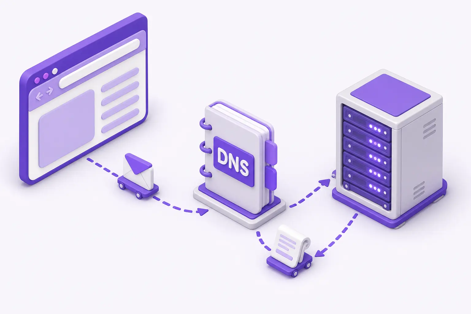Схема пути запроса от окна браузера через DNS к серверу и обратно Схема пути запроса от окна браузера через DNS к серверу и обратно
