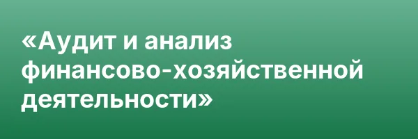 «Аудит и анализ финансово-хозяйственной деятельности»