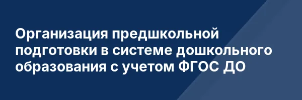 Организация предшкольной подготовки в системе дошкольного образования с учетом ФГОС ДО