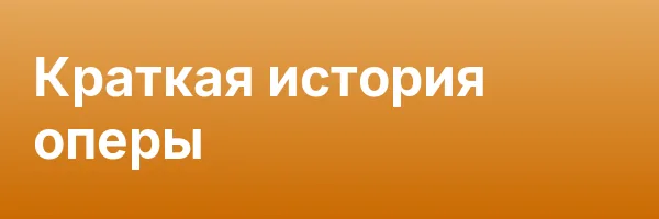 Краткая история оперы
