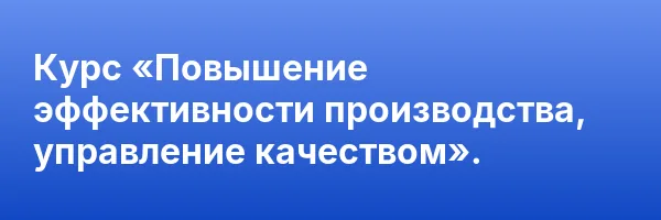 Курс «Повышение эффективности производства, управление качеством».