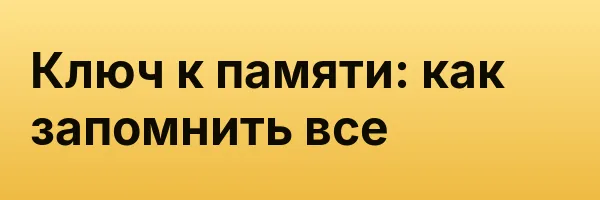 Ключ к памяти: как запомнить все