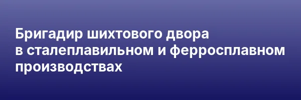 Бригадир шихтового двора в сталеплавильном и ферросплавном производствах