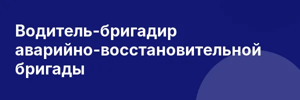 Водитель-бригадир аварийно-восстановительной бригады