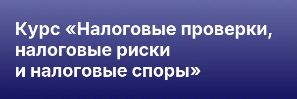 Курс «Налоговые проверки, налоговые риски и налоговые споры»