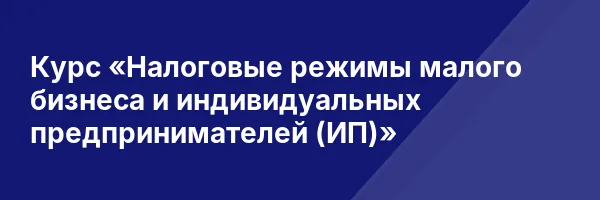 Курс «Налоговые режимы малого бизнеса и индивидуальных предпринимателей (ИП)»