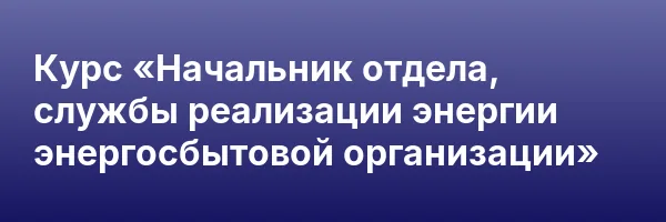Курс «Начальник отдела, службы реализации энергии энергосбытовой организации»