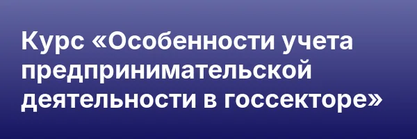 Курс «Особенности учета предпринимательской деятельности в госсекторе»