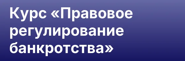 Курс «Правовое регулирование банкротства»