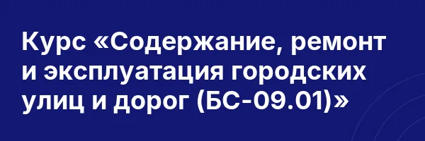 Курс «Содержание, ремонт и эксплуатация городских улиц и дорог (БС-09.01)»