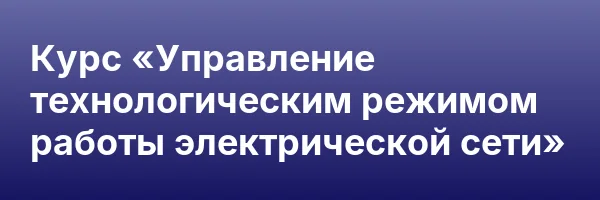 Курс «Управление технологическим режимом работы электрической сети»
