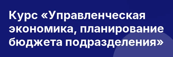 Курс «Управленческая экономика, планирование бюджета подразделения»