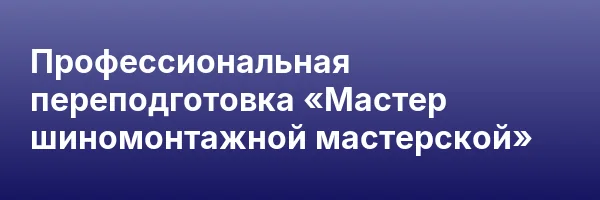Профессиональная переподготовка «Мастер шиномонтажной мастерской»