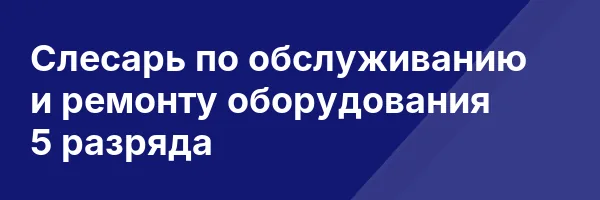 Слесарь по обслуживанию и ремонту оборудования 5 разряда