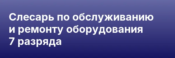Слесарь по обслуживанию и ремонту оборудования 7 разряда