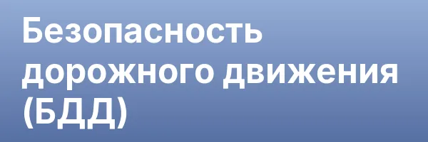 Безопасность дорожного движения (БДД)