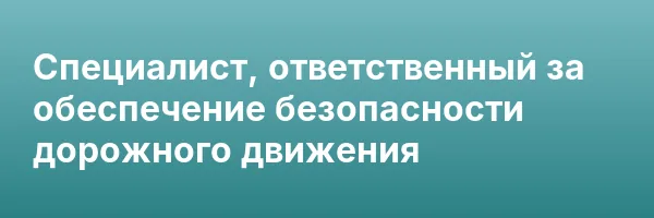 Специалист, ответственный за обеспечение безопасности дорожного движения