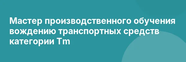 Мастер производственного обучения вождению транспортных средств категории Tm