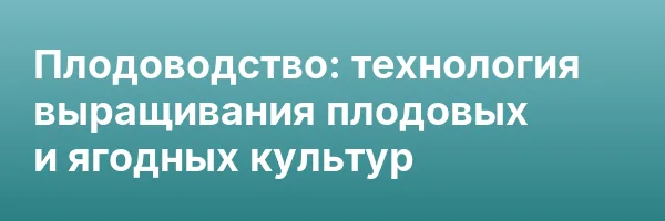 Плодоводство: технология выращивания плодовых и ягодных культур