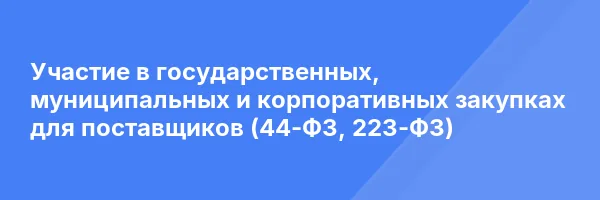Участие в государственных, муниципальных и корпоративных закупках для поставщиков (44-ФЗ, 223-ФЗ)