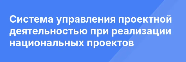Система управления проектной деятельностью при реализации национальных проектов