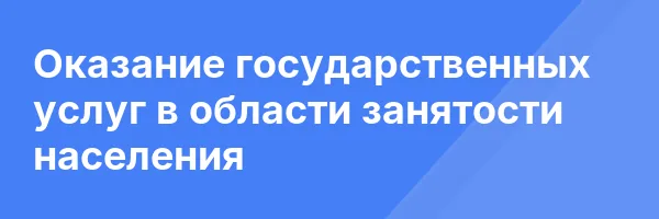 Оказание государственных услуг в области занятости населения