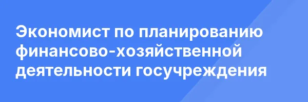 Экономист по планированию финансово-хозяйственной деятельности госучреждения